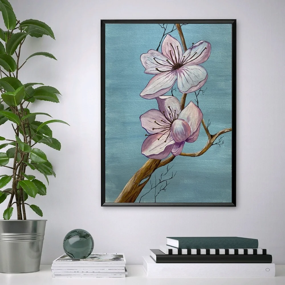 🌙 New Original Acrylic Painting Cherry Flower Blooming Wall Art